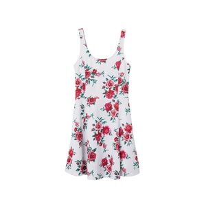 H&M White Rose Floral Skater Dress Soft Girl Coquette Fit & Flare Mini Size 12